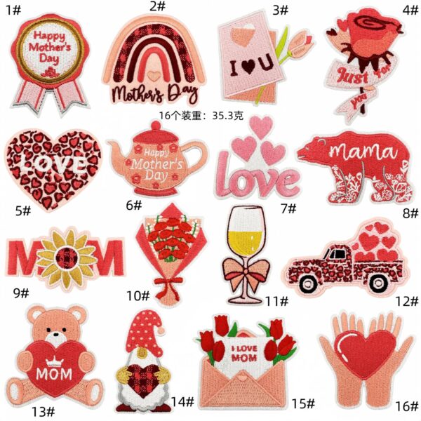 cartoon Mother's Day embroidery cloth sticker decoration spot wholesale computer embroidery clothing accessories decalsEmbroidered Iron on Patches for Clothes, Dress, Hat, Jeans, DIY Accessories Patches for Caps Backpacks Vest Harness -JY
