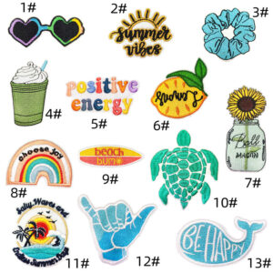 cloth sticker summer landscape embroidery cloth sticker colorful sunflower sea turtle fruit embroidery sticker DIY sewing embroideryEmbroidered Iron on Patches for Clothes, Dress, Hat, Jeans, DIY Accessories Patches for Caps Backpacks Vest Harness -JY