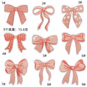 Embroidery sweet pink bow clothing cloth sticker spot wholesale computer embroidery iron on patches accessories patches stickerEmbroidered Iron on Patches for Clothes, Dress, Hat, Jeans, DIY Accessories Patches for Caps Backpacks Vest Harness -JY