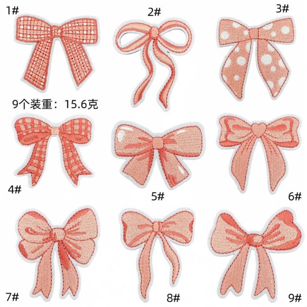 Embroidery sweet pink bow clothing cloth sticker spot wholesale computer embroidery iron on patches accessories patches stickerEmbroidered Iron on Patches for Clothes, Dress, Hat, Jeans, DIY Accessories Patches for Caps Backpacks Vest Harness -JY