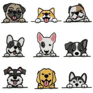 pet dog Corgi Golden Retriever Husky Edge Shepherd Embroidery Patch Hot Melt Adhesive Cloth Sticker Set