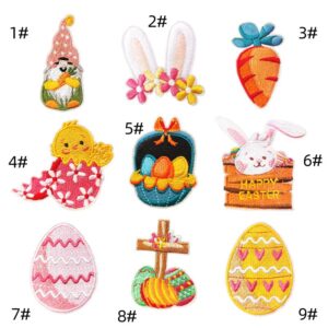 Easter Egg Cloth Sticker Cartoon Rabbit Decoration Sticker Children's Party Small Pendant Crafts Embroidery StickerEmbroidered Iron on Patches for Clothes, Dress, Hat, Jeans, DIY Accessories Patches for Caps Backpacks Vest Harness -JY