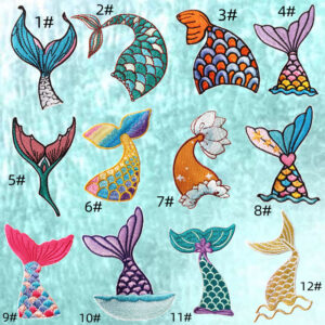 mermaid tail embroide clothes, clothing patches stickers, decorative cloth stickers, handmade thickened mermaid tail designEmbroidered Iron on Patches for Clothes, Dress, Hat, Jeans, DIY Accessories Patches for Caps Backpacks Vest Harness -JY