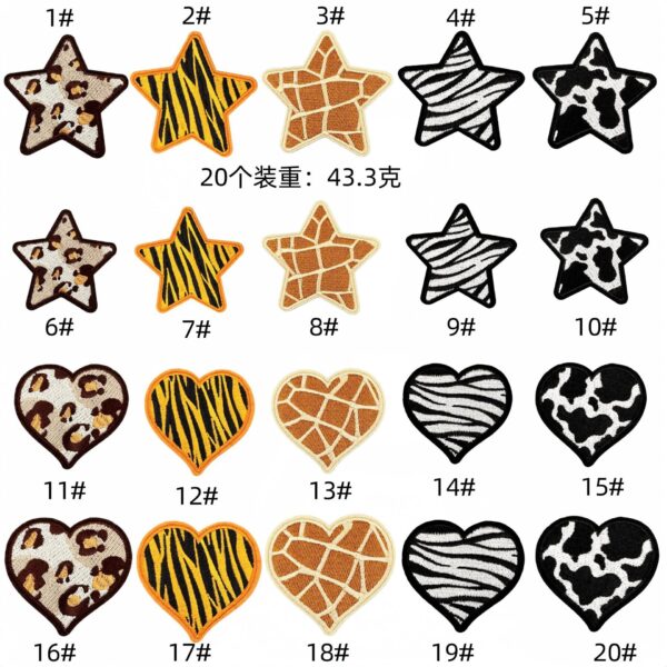 cartoon leopard print embroidery cloth sticker love star patches accessories patches computer embroidery model spot wholesaleEmbroidered Iron on Patches for Clothes, Dress, Hat, Jeans, DIY Accessories Patches for Caps Backpacks Vest Harness -JY