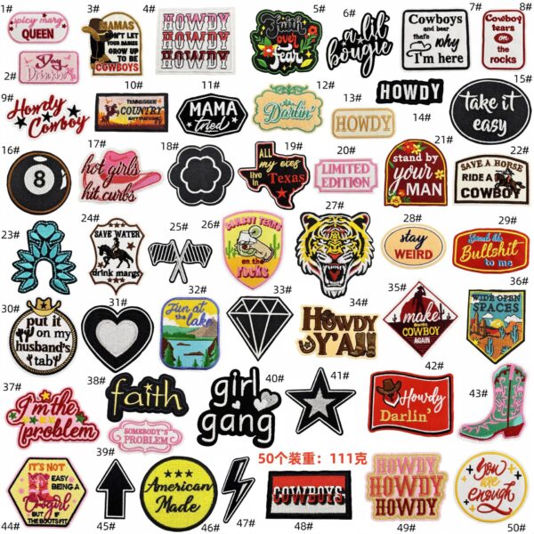 cloth stickers Color English letters Computer embroidery chapter tiger diamond clothes Versatile fashion decalsEmbroidered Iron on Patches for Clothes, Dress, Hat, Jeans, DIY Accessories Patches for Caps Backpacks Vest Harness -JY