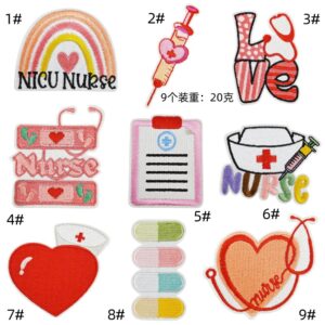 Stethoscope Nurse Cloth Sticker Cartoon Series Luggage Decoration Computer Embroidery Hot Melt iron on Sticker Large Discount WholesaleEmbroidered Iron on Patches for Clothes, Dress, Hat, Jeans, DIY Accessories Patches for Caps Backpacks Vest Harness -JY