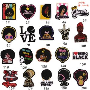 Embroidery cartoon animation black girl cloth sticker spot wholesale computer embroidery clothing accessories patches hot melt adhesiveEmbroidered Iron on Patches for Clothes, Dress, Hat, Jeans, DIY Accessories Patches for Caps Backpacks Vest Harness -JY