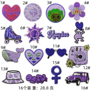 Cute cartoon badge personalized bag cloth sticker clothing accessories patches girl patches pin wholesale accessories purpleEmbroidered Iron on Patches for Clothes, Dress, Hat, Jeans, DIY Accessories Patches for Caps Backpacks Vest Harness -JY