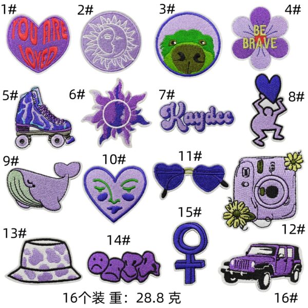 Cute cartoon badge personalized bag cloth sticker clothing accessories patches girl patches pin wholesale accessories purpleEmbroidered Iron on Patches for Clothes, Dress, Hat, Jeans, DIY Accessories Patches for Caps Backpacks Vest Harness -JY