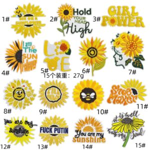 Wholesale funny creative summer wind sunflower embroidery cloth label flower patches sticker down jacket women's cloth labelEmbroidered Iron on Patches for Clothes, Dress, Hat, Jeans, DIY Accessories Patches for Caps Backpacks Vest Harness -JY