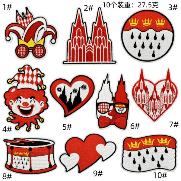 carnival decoration cloth sticker cartoon clown character iron on patches sticker clothing accessoriesEmbroidered Iron on Patches for Clothes, Dress, Hat, Jeans, DIY Accessories Patches for Caps Backpacks Vest Harness -JY
