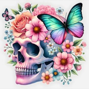 Heat transfers Iron on stickers  Skull Skeleton 2 for Tshirts Iron on Decal Patches Stickers Clothes Hat Pillows DIY Crafts