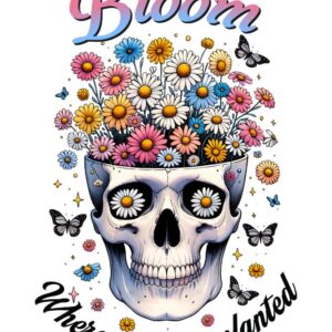 Heat transfers Iron on stickers  Skull Skeleton 23 for Tshirts Iron on Decal Patches Stickers Clothes Hat Pillows DIY Crafts