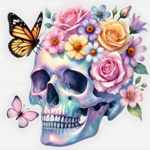 Heat transfers Iron on stickers  Skull Skeleton 4 for Tshirts Iron on Decal Patches Stickers Clothes Hat Pillows DIY Crafts