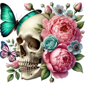 Heat transfers Iron on stickers  Skull Skeleton 45 for Tshirts Iron on Decal Patches Stickers Clothes Hat Pillows DIY Crafts