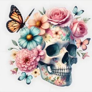 Heat transfers Iron on stickers  Skull Skeleton 5 for Tshirts Iron on Decal Patches Stickers Clothes Hat Pillows DIY Crafts