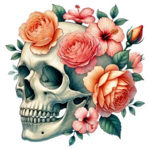 Heat transfers Iron on stickers  Skull Skeleton 53 for Tshirts Iron on Decal Patches Stickers Clothes Hat Pillows DIY Crafts