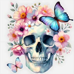Heat transfers Iron on stickers  Skull Skeleton 6 for Tshirts Iron on Decal Patches Stickers Clothes Hat Pillows DIY Crafts