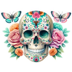 Heat transfers Iron on stickers  Skull Skeleton 81 for Tshirts Iron on Decal Patches Stickers Clothes Hat Pillows DIY Crafts