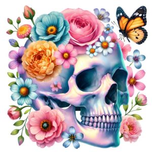 Heat transfers Iron on stickers  Skull Skeleton 82 for Tshirts Iron on Decal Patches Stickers Clothes Hat Pillows DIY Crafts