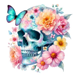 Heat transfers Iron on stickers  Skull Skeleton 89 for Tshirts Iron on Decal Patches Stickers Clothes Hat Pillows DIY Crafts