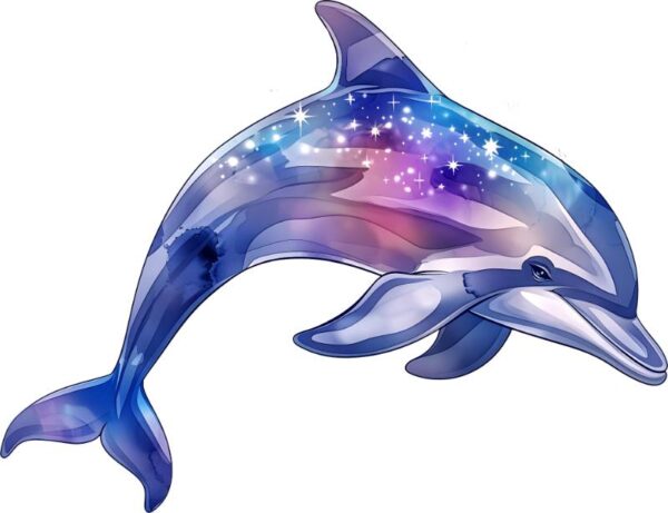Heat transfers Iron on stickers  Sparkling dolphin 1 for Tshirts Iron on Decal Patches Stickers Clothes Hat Pillows DIY Crafts
