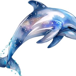 Heat transfers Iron on stickers  Sparkling dolphin 15 for Tshirts Iron on Decal Patches Stickers Clothes Hat Pillows DIY Crafts