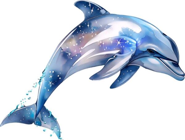 Heat transfers Iron on stickers  Sparkling dolphin 15 for Tshirts Iron on Decal Patches Stickers Clothes Hat Pillows DIY Crafts