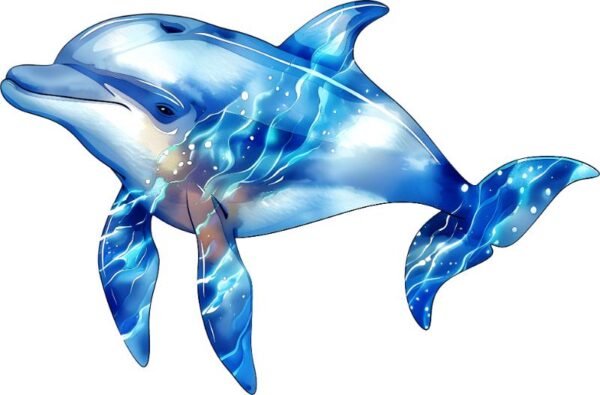 Heat transfers Iron on stickers  Sparkling dolphin 17 for Tshirts Iron on Decal Patches Stickers Clothes Hat Pillows DIY Crafts