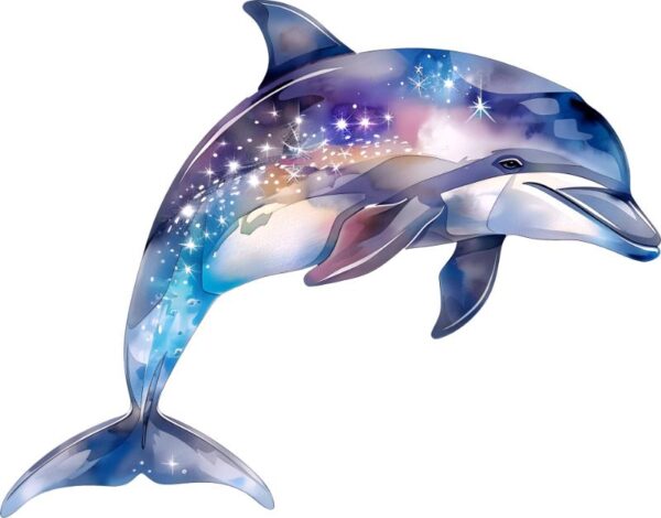 Heat transfers Iron on stickers  Sparkling dolphin 19 for Tshirts Iron on Decal Patches Stickers Clothes Hat Pillows DIY Crafts