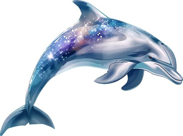 Heat transfers Iron on stickers  Sparkling dolphin 2 for Tshirts Iron on Decal Patches Stickers Clothes Hat Pillows DIY Crafts