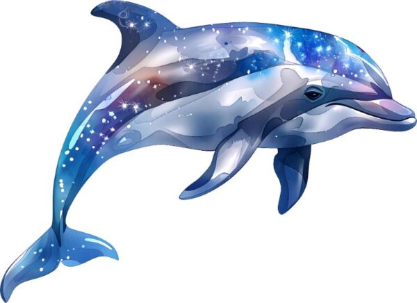 Heat transfers Iron on stickers  Sparkling dolphin 22 for Tshirts Iron on Decal Patches Stickers Clothes Hat Pillows DIY Crafts
