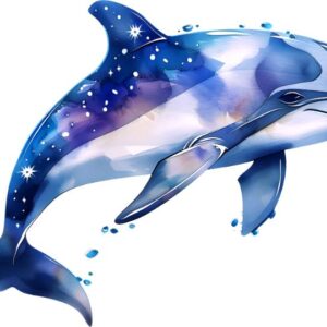 Heat transfers Iron on stickers  Sparkling dolphin 23 for Tshirts Iron on Decal Patches Stickers Clothes Hat Pillows DIY Crafts