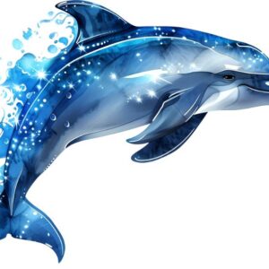 Heat transfers Iron on stickers  Sparkling dolphin 3 for Tshirts Iron on Decal Patches Stickers Clothes Hat Pillows DIY Crafts
