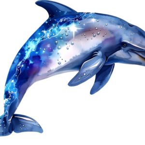 Heat transfers Iron on stickers  Sparkling dolphin 4 for Tshirts Iron on Decal Patches Stickers Clothes Hat Pillows DIY Crafts