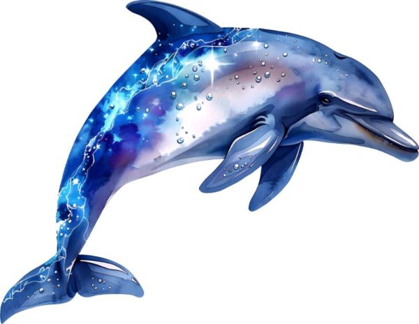 Heat transfers Iron on stickers  Sparkling dolphin 4 for Tshirts Iron on Decal Patches Stickers Clothes Hat Pillows DIY Crafts