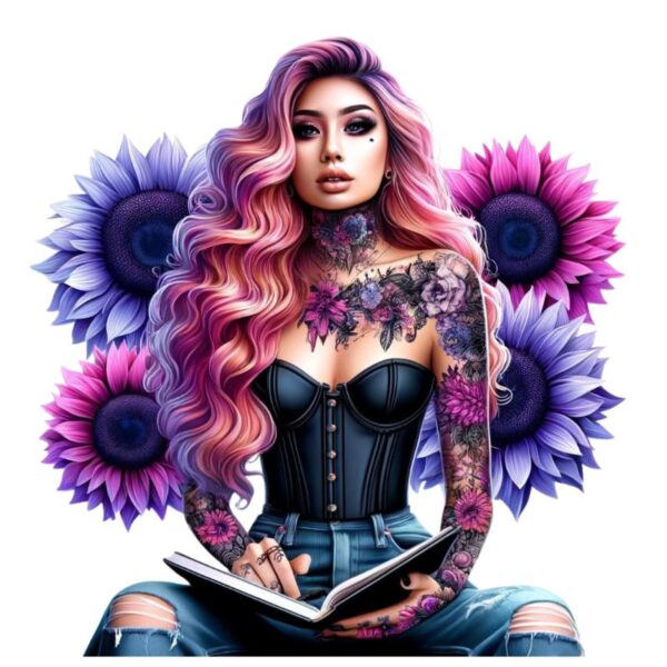 Heat transfers Iron on stickers  Tattoo girl 100 for Tshirts Iron on Decal Patches Stickers Clothes Hat Pillows DIY Crafts