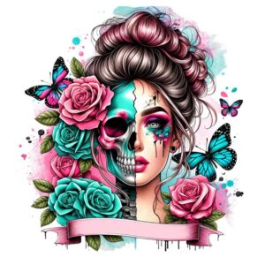 Heat transfers Iron on stickers  Tattoo girl 123 for Tshirts Iron on Decal Patches Stickers Clothes Hat Pillows DIY Crafts