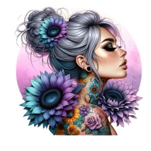 Heat transfers Iron on stickers  Tattoo girl 125 for Tshirts Iron on Decal Patches Stickers Clothes Hat Pillows DIY Crafts