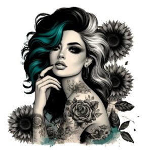 Heat transfers Iron on stickers  Tattoo girl 134 for Tshirts Iron on Decal Patches Stickers Clothes Hat Pillows DIY Crafts
