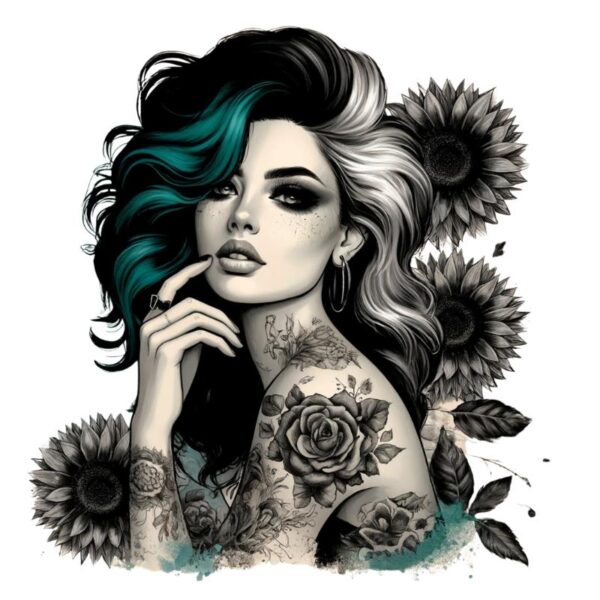 Heat transfers Iron on stickers  Tattoo girl 134 for Tshirts Iron on Decal Patches Stickers Clothes Hat Pillows DIY Crafts