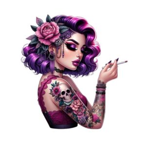Heat transfers Iron on stickers  Tattoo girl 142 for Tshirts Iron on Decal Patches Stickers Clothes Hat Pillows DIY Crafts