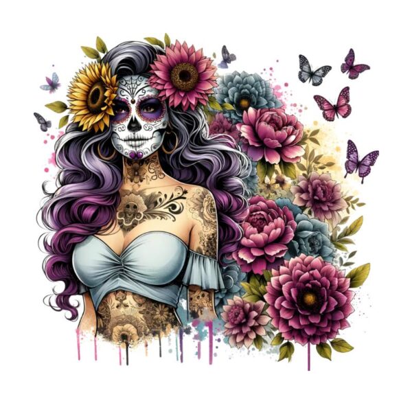 Heat transfers Iron on stickers  Tattoo girl 145 for Tshirts Iron on Decal Patches Stickers Clothes Hat Pillows DIY Crafts