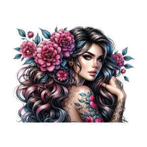 Heat transfers Iron on stickers  Tattoo girl 41 for Tshirts Iron on Decal Patches Stickers Clothes Hat Pillows DIY Crafts