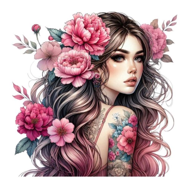 Heat transfers Iron on stickers  Tattoo girl 44 for Tshirts Iron on Decal Patches Stickers Clothes Hat Pillows DIY Crafts