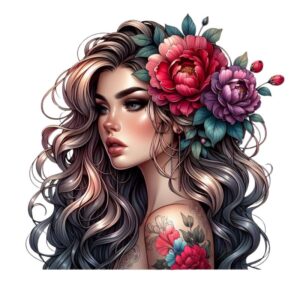 Heat transfers Iron on stickers  Tattoo girl 45 for Tshirts Iron on Decal Patches Stickers Clothes Hat Pillows DIY Crafts