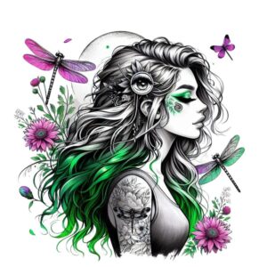 Heat transfers Iron on stickers  Tattoo girl 48 for Tshirts Iron on Decal Patches Stickers Clothes Hat Pillows DIY Crafts