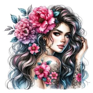 Heat transfers Iron on stickers  Tattoo girl 49 for Tshirts Iron on Decal Patches Stickers Clothes Hat Pillows DIY Crafts