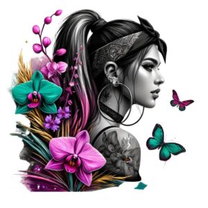 Heat transfers Iron on stickers  Tattoo girl 62 for Tshirts Iron on Decal Patches Stickers Clothes Hat Pillows DIY Crafts