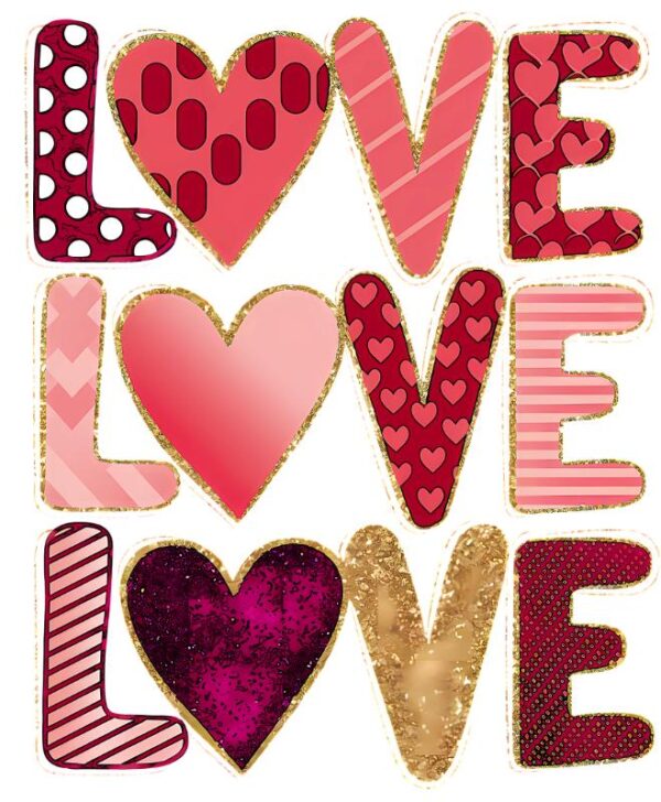 Heat transfers Iron on stickers  Valentine`s Day Valentine lover 62 for Tshirts Iron on Decal Patches Stickers Clothes Hat Pillows DIY Crafts